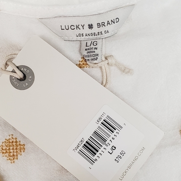 Lucky Brand Women's Embroidered Sleeveless Romantic Top L - Picture 7 of 9